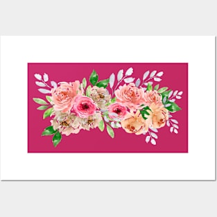 CLUSTER OF ROSES FLOWER BOUQUET WATERCOLOR ART Posters and Art